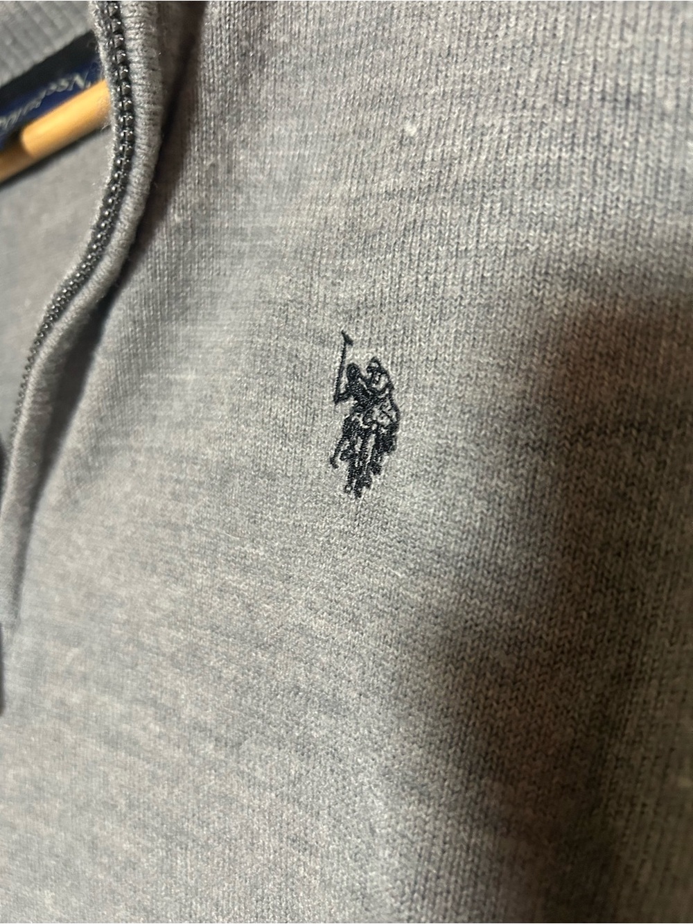 U.S. Polo Assn. Light Gray Zip-Up Sweater with Navy Logo